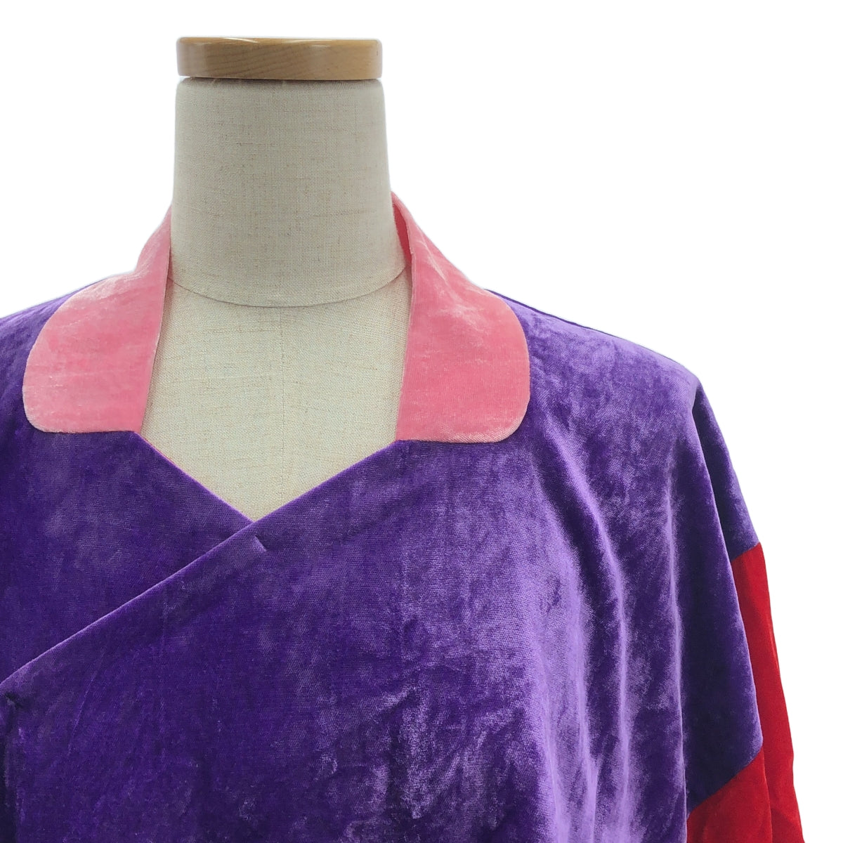 【美品】  COMME des GARCONS COMME des GARCONS / コムコム | 2021AW | ベロア チャイナ ワンピース | S | レッド / パープル / ブルー / ピンク | レディース