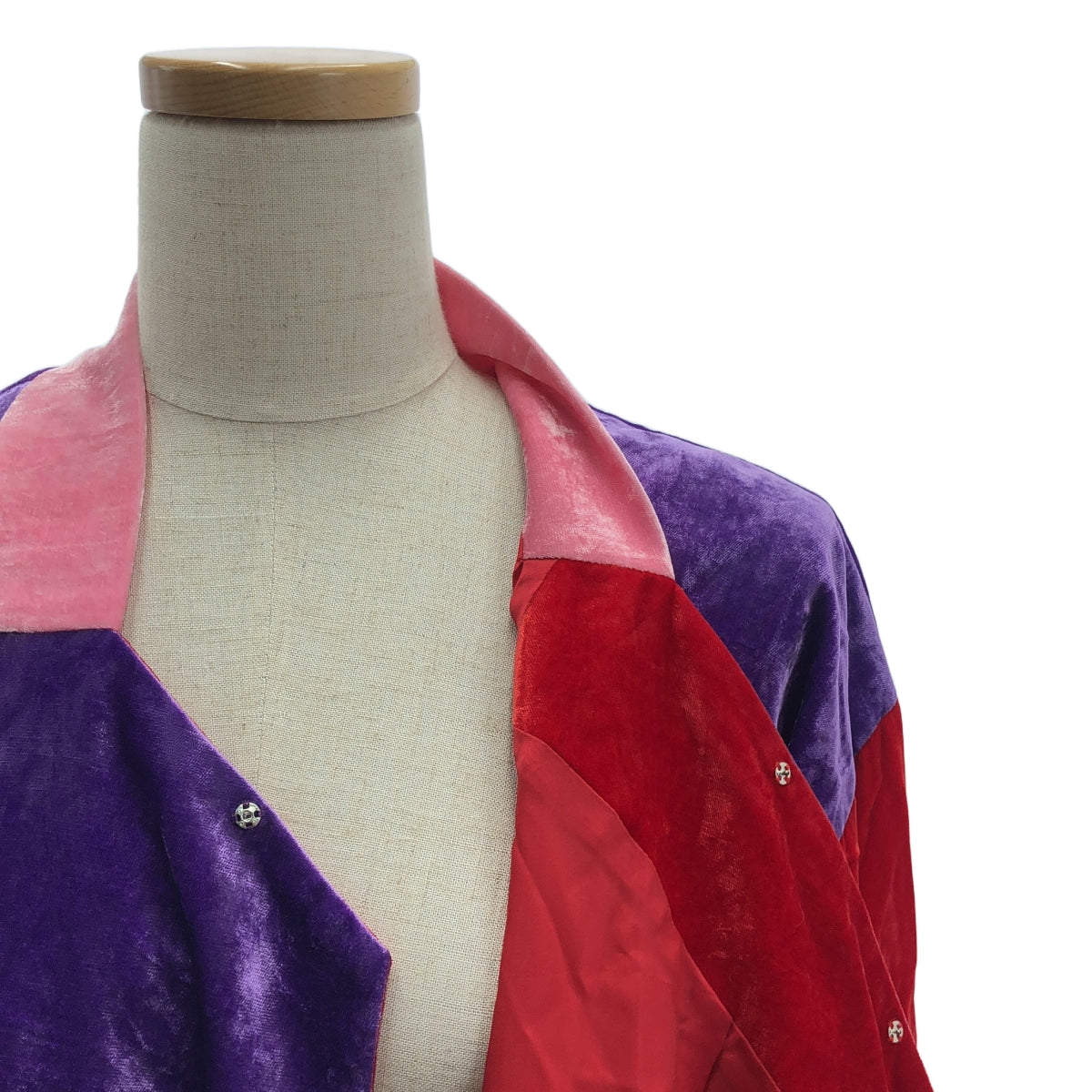 【美品】  COMME des GARCONS COMME des GARCONS / コムコム | 2021AW | ベロア チャイナ ワンピース | S | レッド / パープル / ブルー / ピンク | レディース