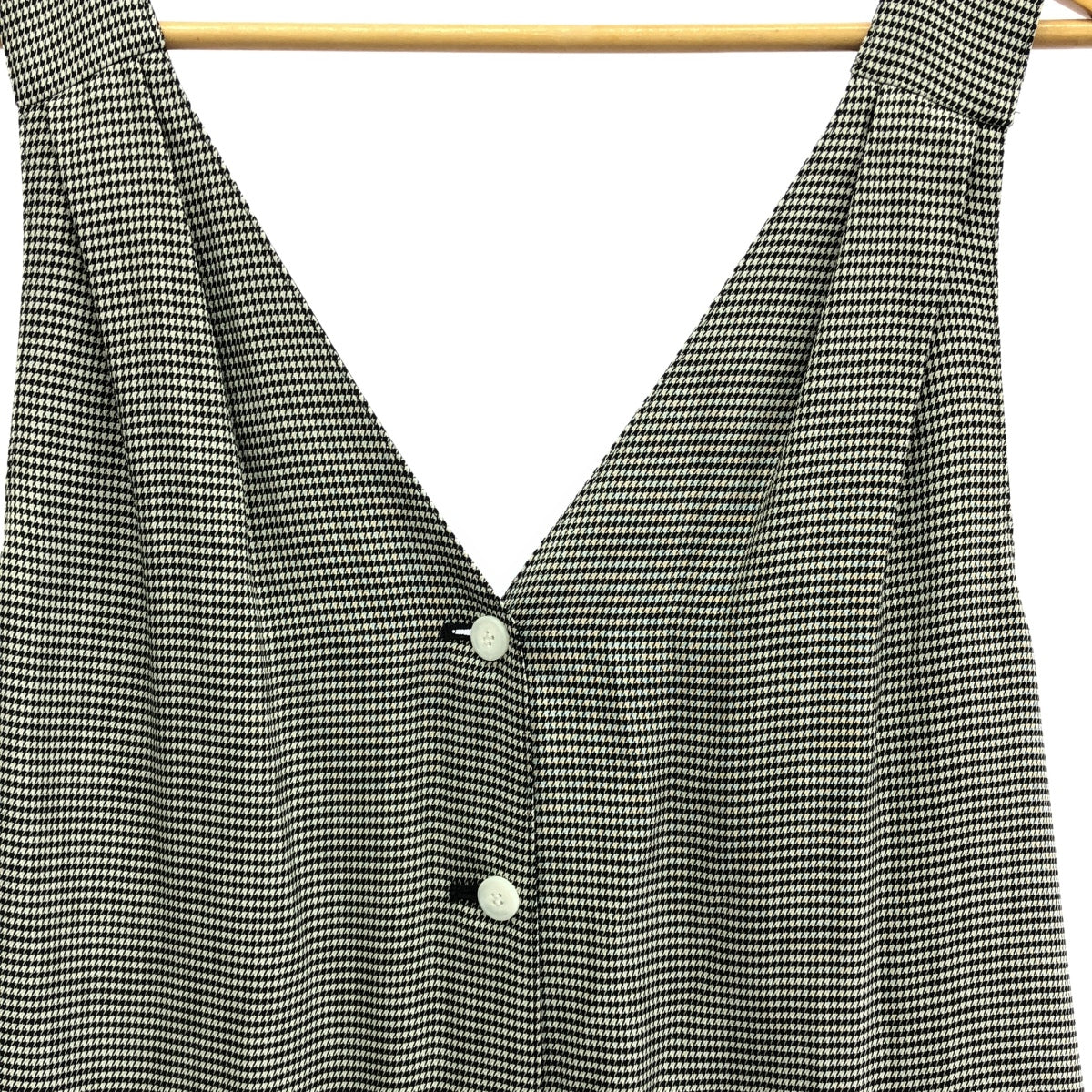 【미품】 COLUMN / 칼럼 | 치토리 격자 콤비네손 올인원 | 38 | 화이트 / 블랙 | 여성