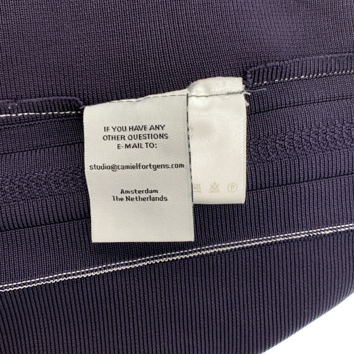 CAMIEL FORTGENS / カミエルフォートへンス | RELIEF CARDIGAN ストライプ ニット カーディガン | M | ネイビー | メンズ