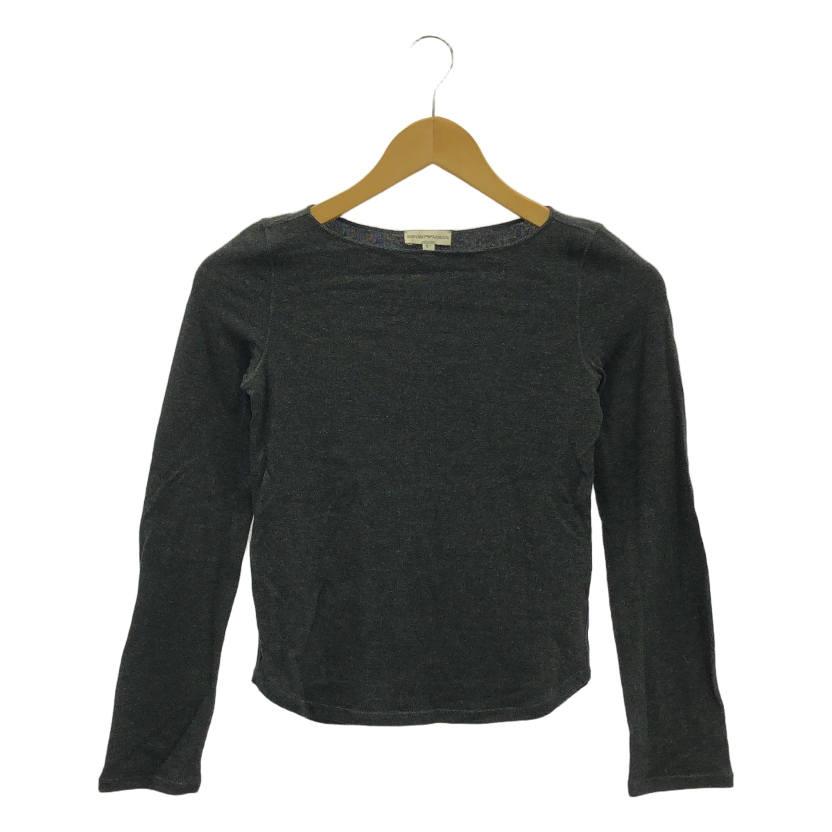 EMPORIO ARMANI / 엠포리오 아르마니 | 모직 혼합 보트 넥 롱 슬리브 풀오버 | 40 | 회색 | 여성