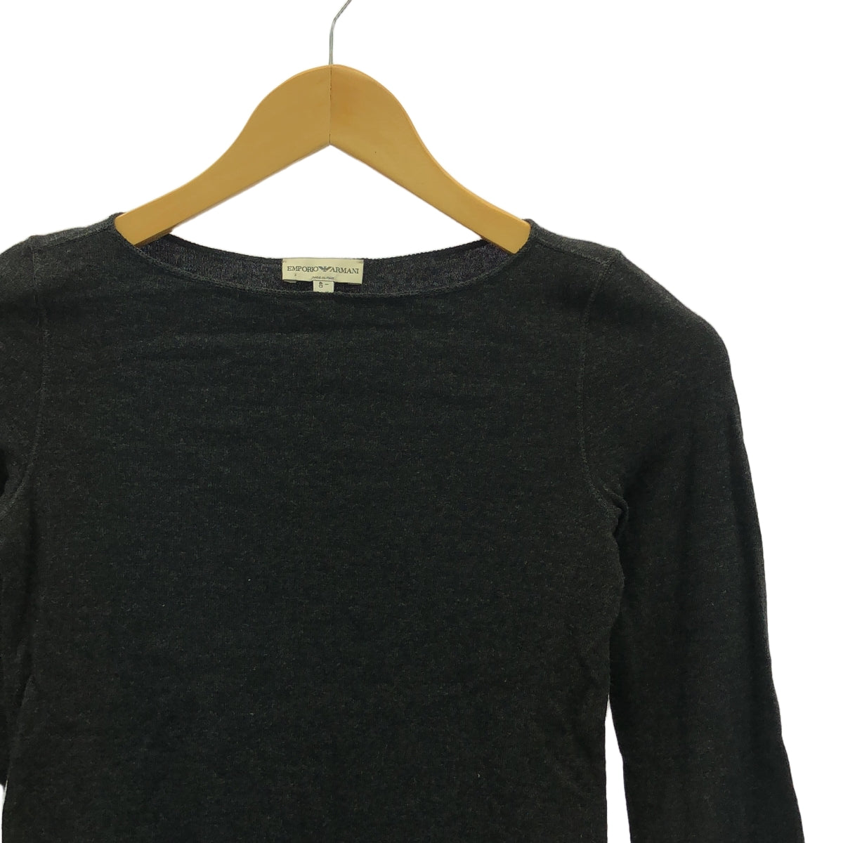 EMPORIO ARMANI / 엠포리오 아르마니 | 모직 혼합 보트 넥 롱 슬리브 풀오버 | 40 | 회색 | 여성