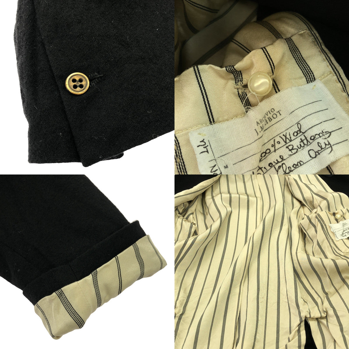 【美品】  ARCHIVIO J.M.Ribot / アルキビオジェイエムリボット | GOI/PN / wool jacket / ウール 縮絨 ジャケット / 総裏地 | 44 | black | メンズ