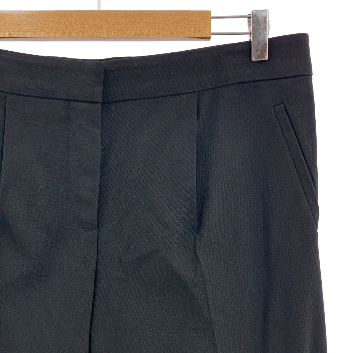 BALENCIAGA / バレンシアガ | ウール混 センタープレス  テーパード パンツ | 42 | ブラック | レディース