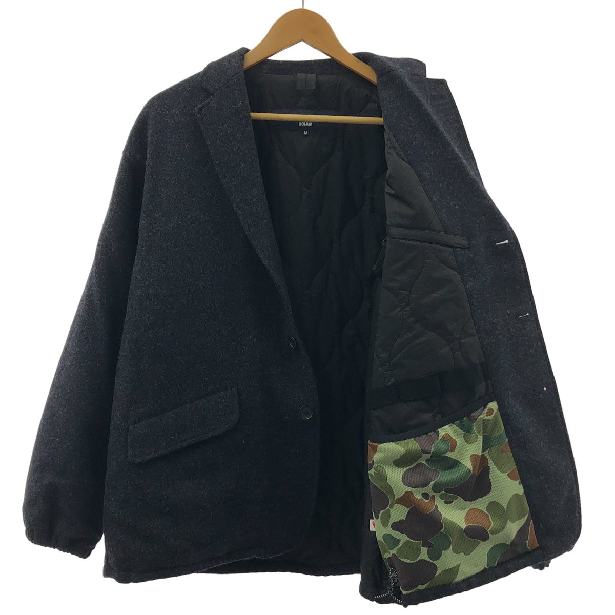 COMME des GARCONS HOMME / 콤데 갤슨 옴므 | 2023AW | 울 축융 퀼팅 테일러드 재킷 | M |