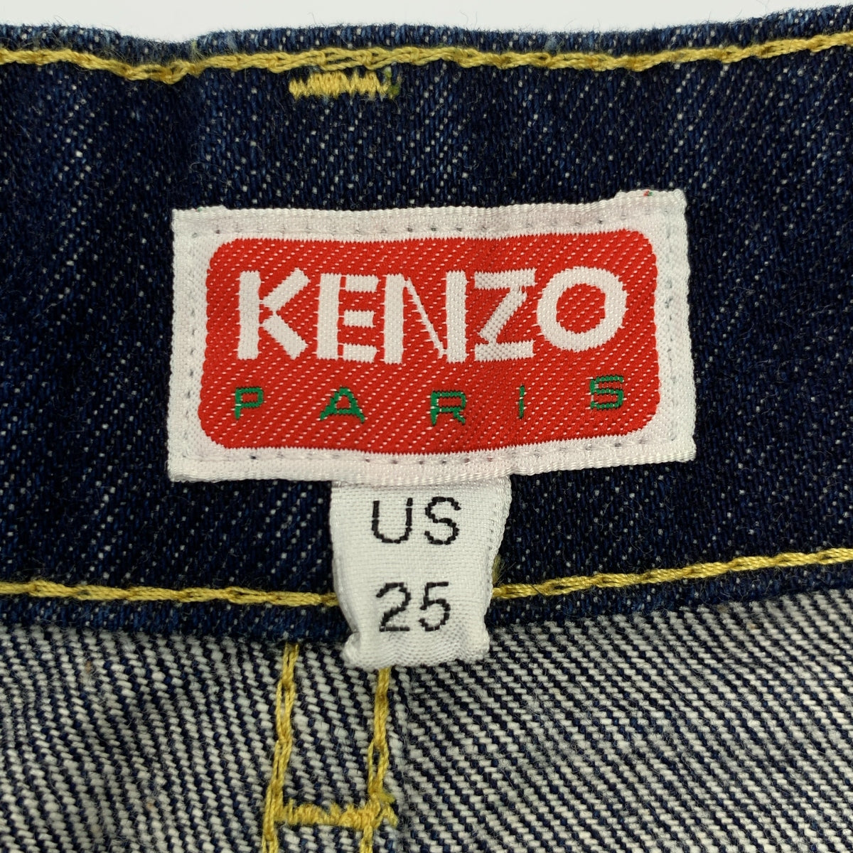 KENZO / 켄조 | 로고 가죽 패치 진한 청바지 데님 바지 | 25 | 여성
