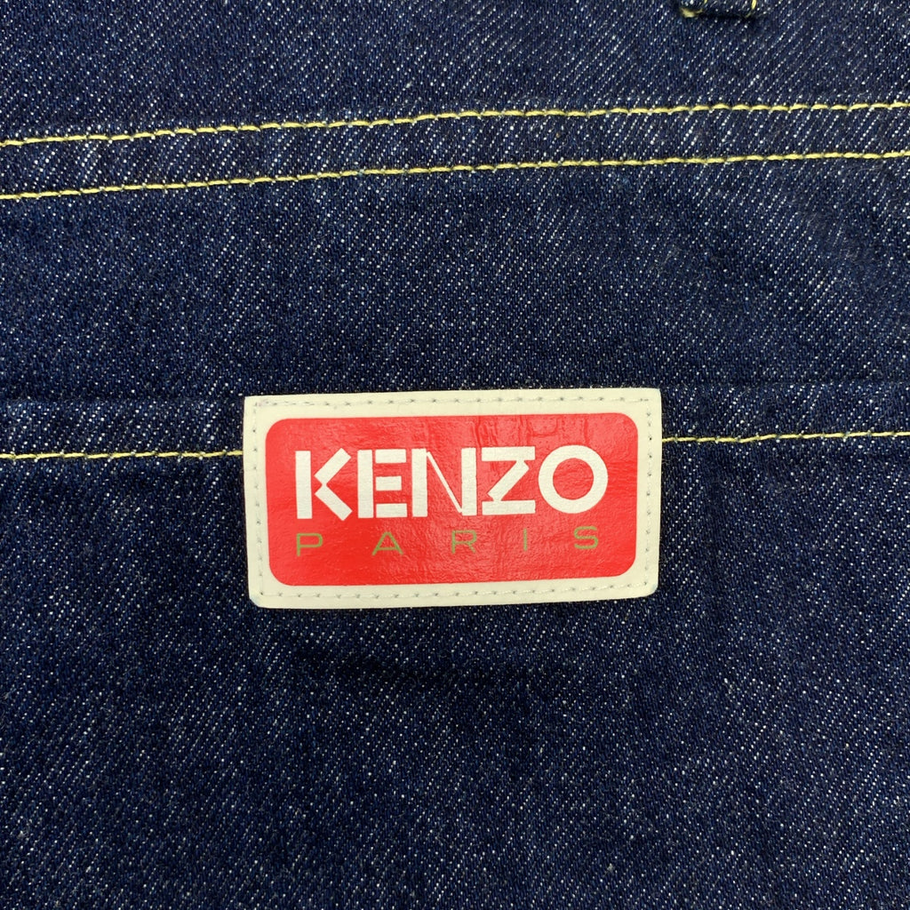 KENZO / 켄조 | 로고 가죽 패치 진한 청바지 데님 바지 | 25 | 여성