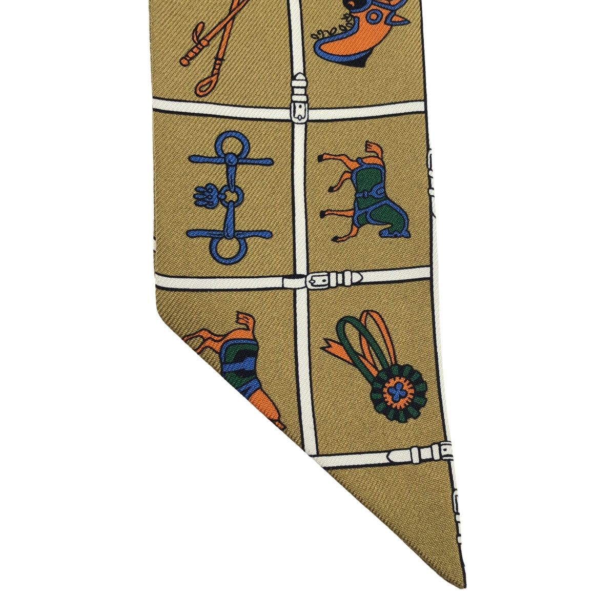 [狀況良好] 愛馬仕 | Couvertures et Tenues de Jour / 真絲斜紋絲帶圍巾 |多色的