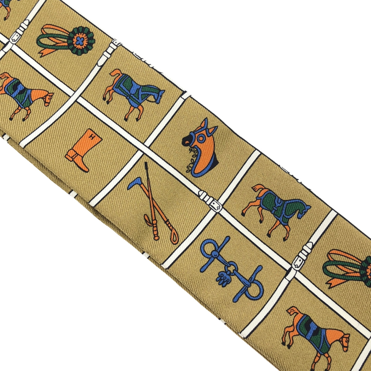 [狀況良好] 愛馬仕 | Couvertures et Tenues de Jour / 真絲斜紋絲帶圍巾 |多色的