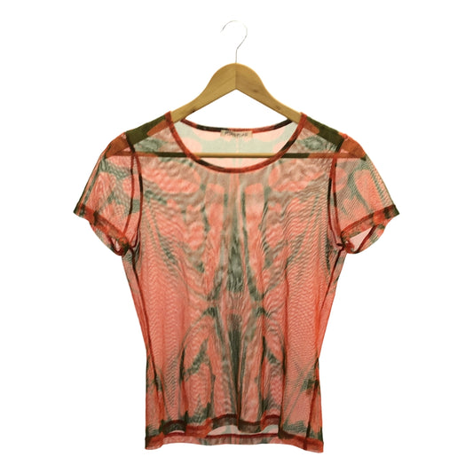 PLEATS PLEASE ISSEY MIYAKE | Ikat Tribal Mesh Top | Size 5 | Orange/Green | Women's