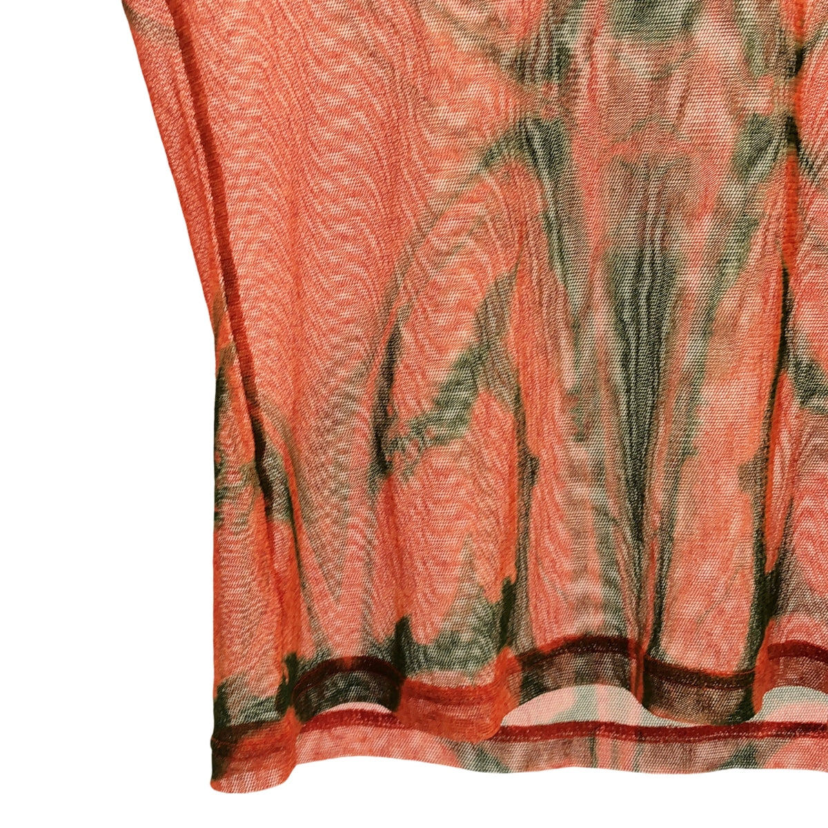 PLEATS PLEASE ISSEY MIYAKE | Ikat Tribal Mesh Top | Size 5 | Orange/Green | Women's