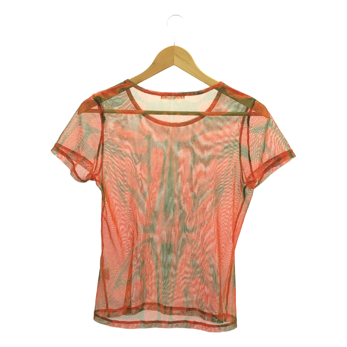 PLEATS PLEASE ISSEY MIYAKE | Ikat Tribal Mesh Top | Size 5 | Orange/Green | Women's