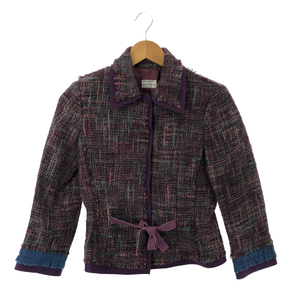 PHILOSOPHY DI ALBERT / Philosophy di Alberta Ferretti | Wool blend tweed mixed material docking jacket | 40 | Purple | Women's