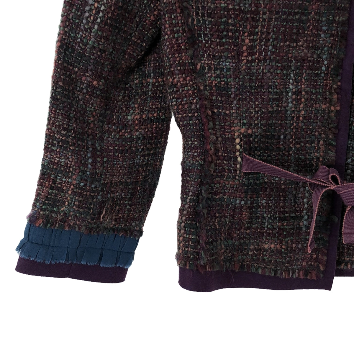 PHILOSOPHY DI ALBERT / Philosophy di Alberta Ferretti | Wool blend tweed mixed material docking jacket | 40 | Purple | Women's