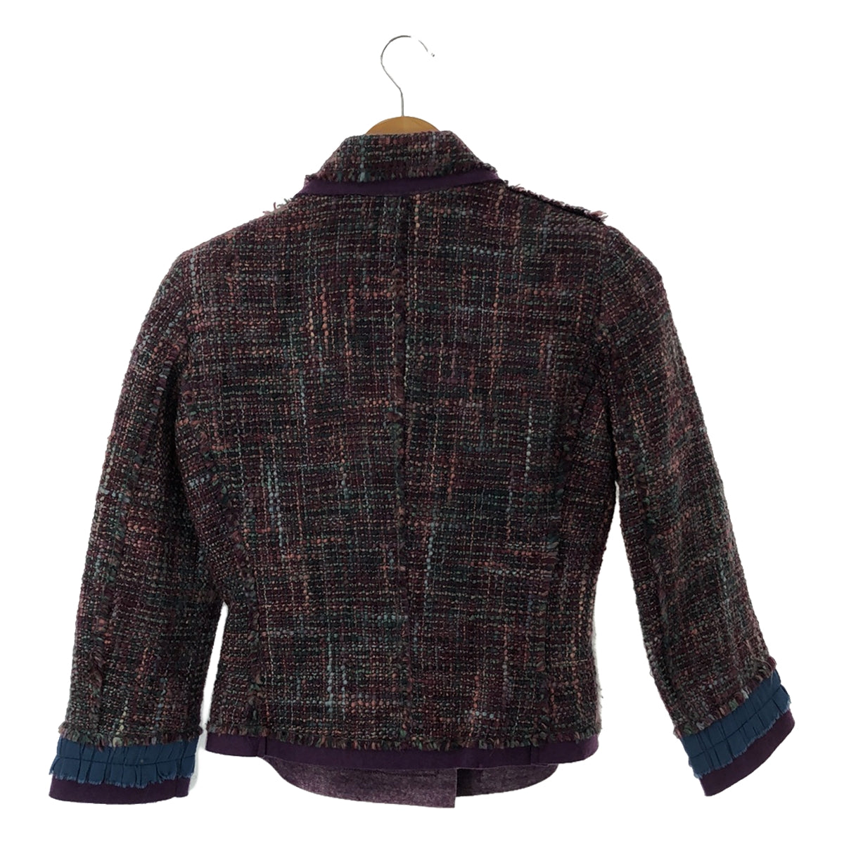 PHILOSOPHY DI ALBERT / Philosophy di Alberta Ferretti | Wool blend tweed mixed material docking jacket | 40 | Purple | Women's