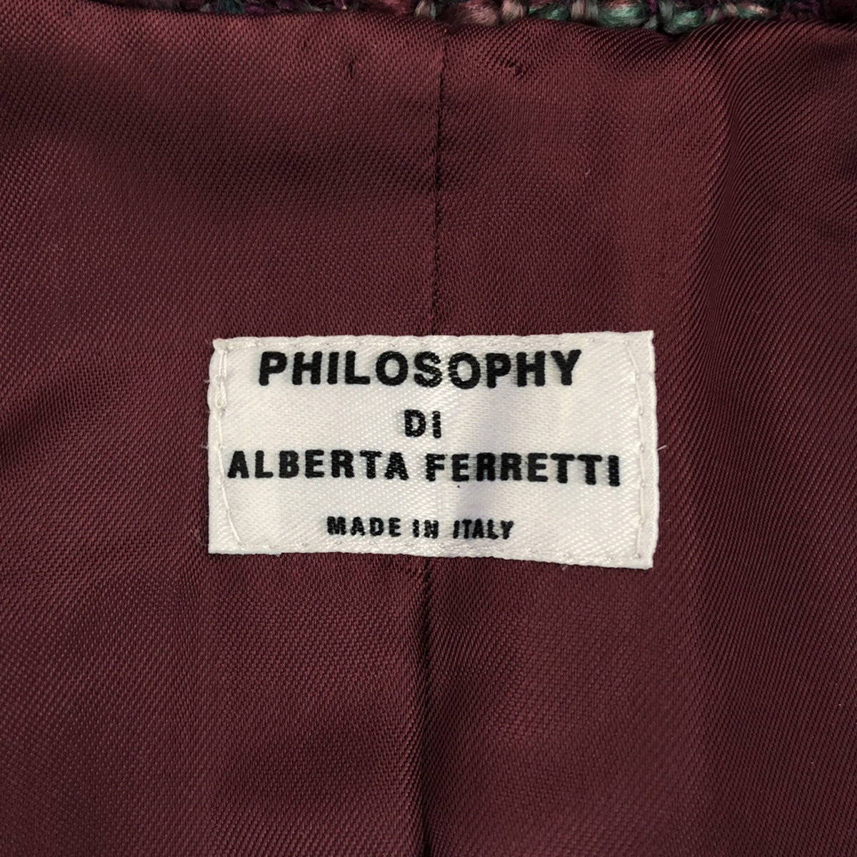 PHILOSOPHY DI ALBERT / フィロソフィーディアルベルタフェレッティ | ウール混 ツイード 異素材ドッキング ジャケット | 40 | パープル | レディース