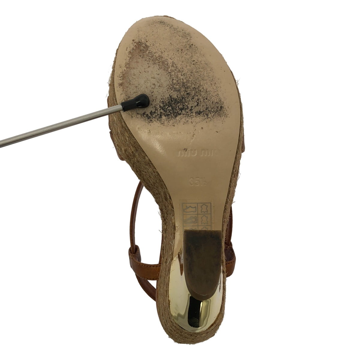 miu miu / ミュウミュウ | エスパドリーユ ウェッジソール サンダル | 35.5 | ブラウン / ベージュ / ゴールド | レディース