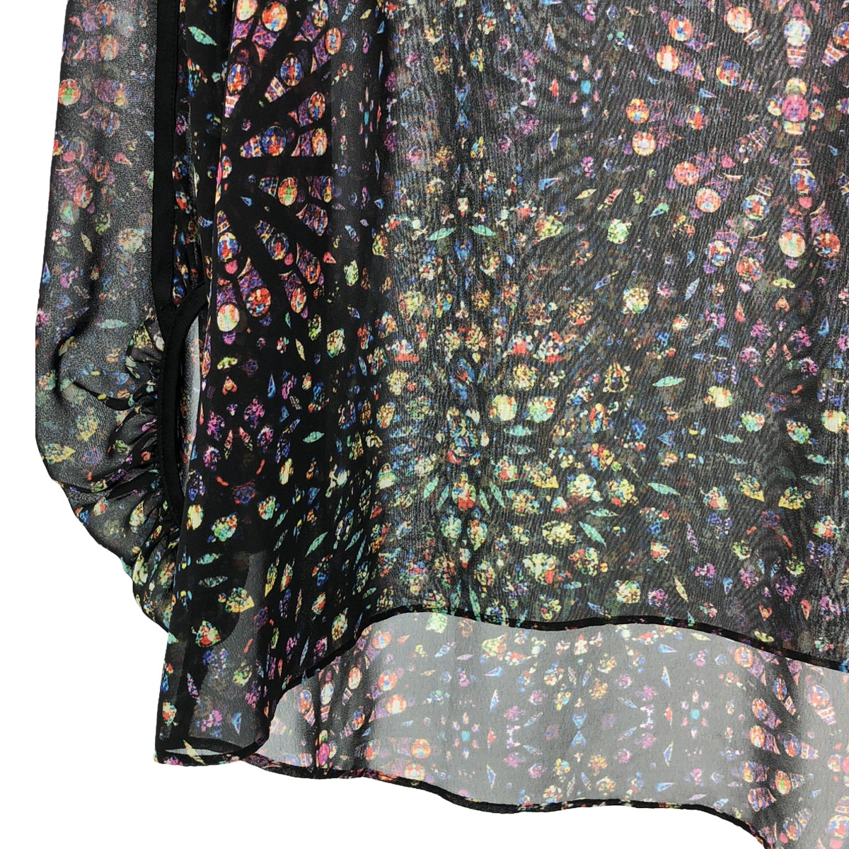 VIVIENNE TAM | Beaded all-over print sheer back gathered blouse top | - | Women's