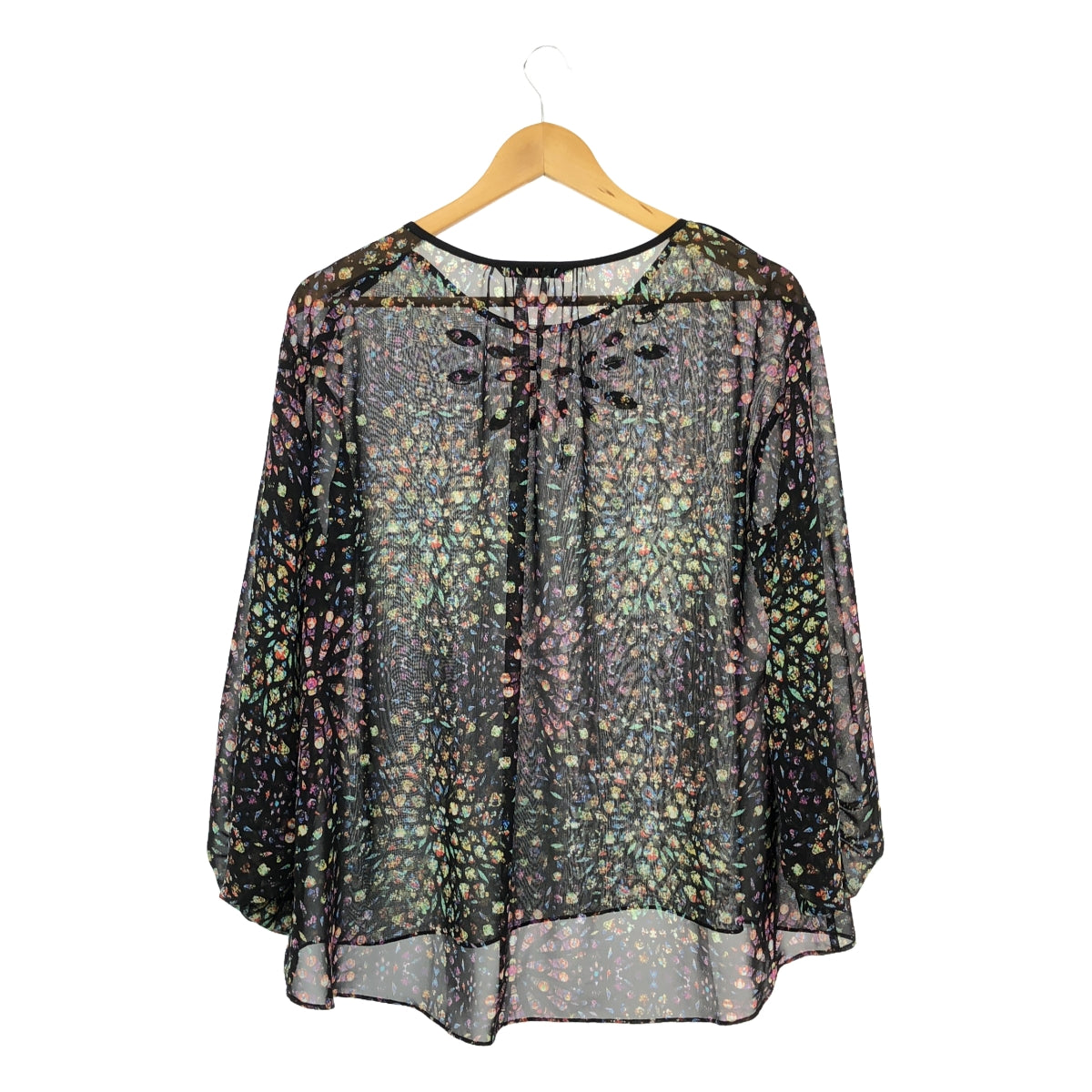 VIVIENNE TAM | Beaded all-over print sheer back gathered blouse top | - | Women's