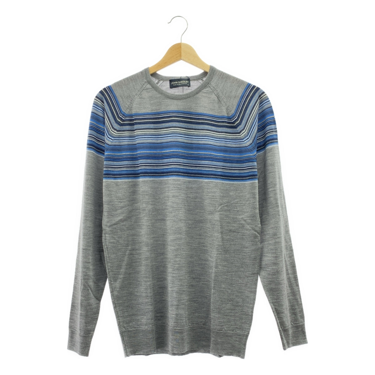 JOHN SMEDLEY / 존스 메들리 | 메리노 울 테두리 라글란 슬리브 하이 게이지 크루 넥 니트 | S | 남성