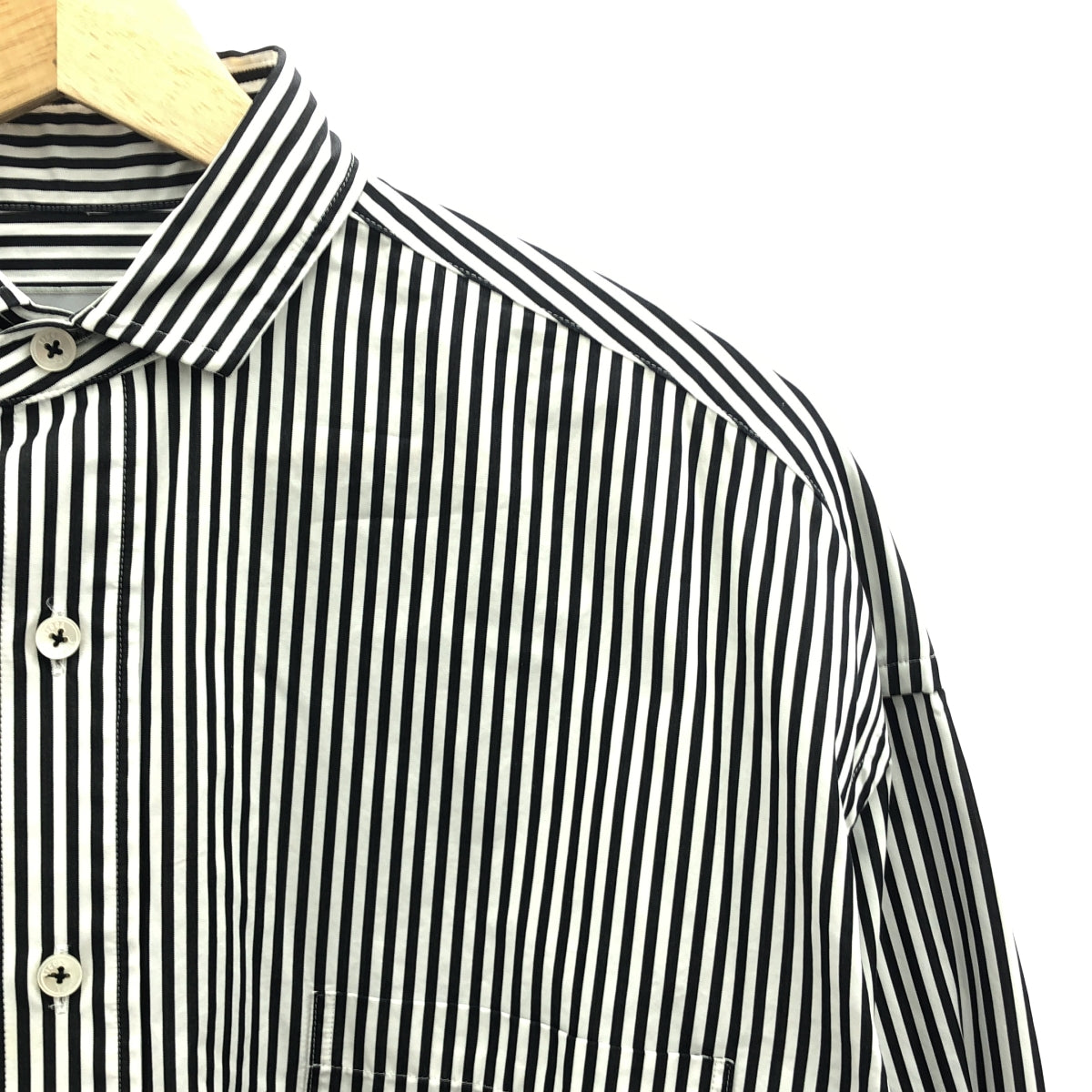 TICCA | 條紋方形超大襯衫 | F 碼 | 黑白 | 女款