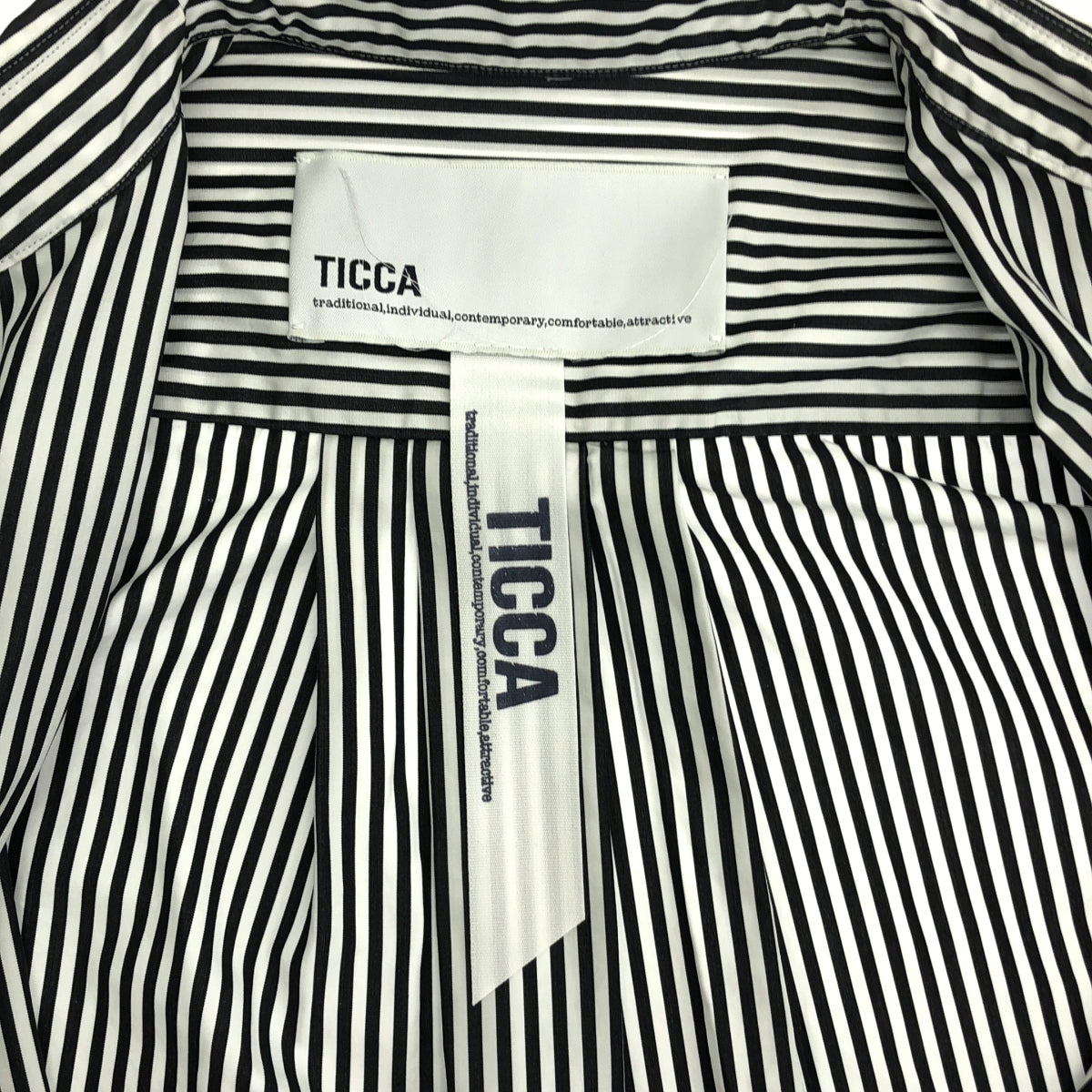 TICCA | 條紋方形超大襯衫 | F 碼 | 黑白 | 女款