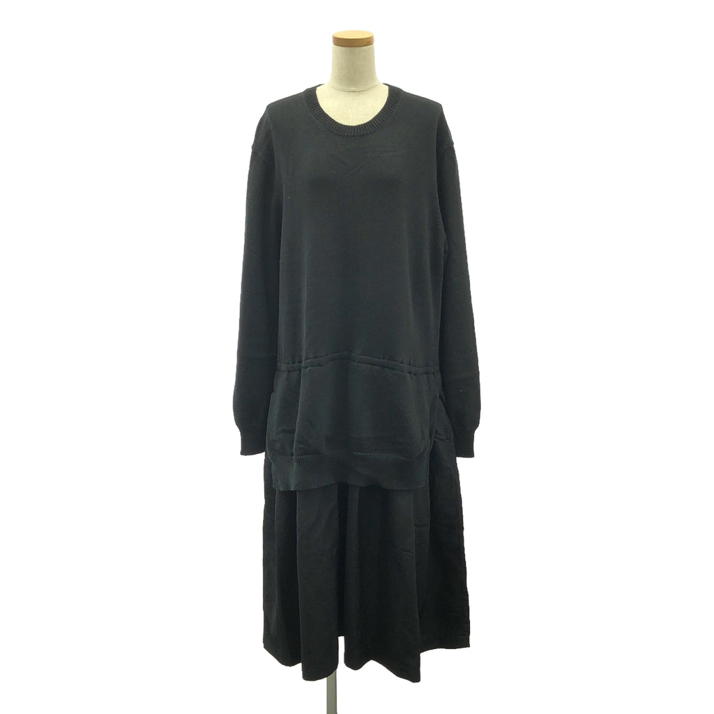 BLACK COMME des GARCONS / ブラックコムデギャルソン | 2021AW | 異素材 切替 ニット ドッキング ワンピース | S | ブラック | レディース
