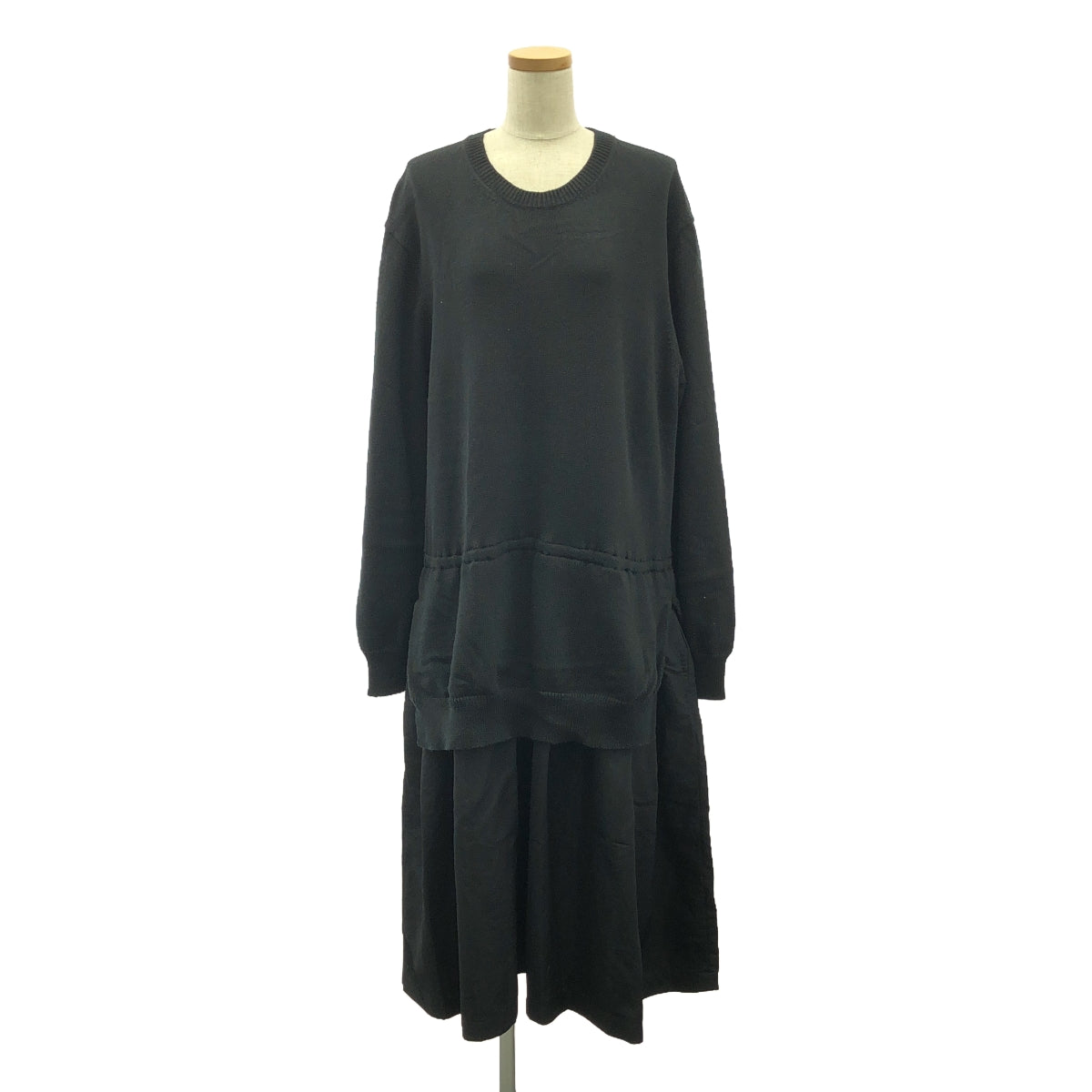 BLACK COMME des GARCONS / ブラックコムデギャルソン | 2021AW | 異素材 切替 ニット ドッキング ワンピース | S | ブラック | レディース