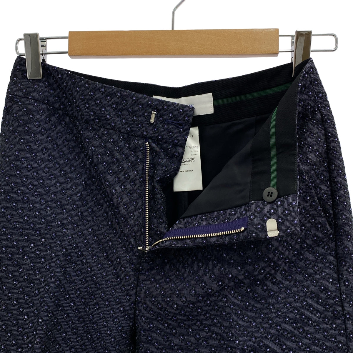 [狀況極佳] LE CIEL BLEU | 提花中心壓制休閒褲 / 全襯裡 | 尺寸 36 | 海軍藍 | 女款