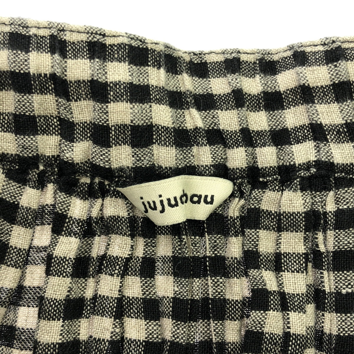 jujudhau / jujudhau |亞麻格紋寬鬆半身裙 | F |黑色/灰色 |女性的