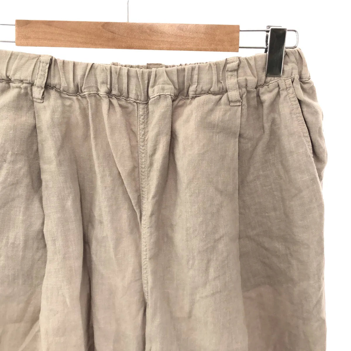 巢狀睡袍 / 巢狀睡袍 |亞麻休閒褲 | F |灰色米色|女性的