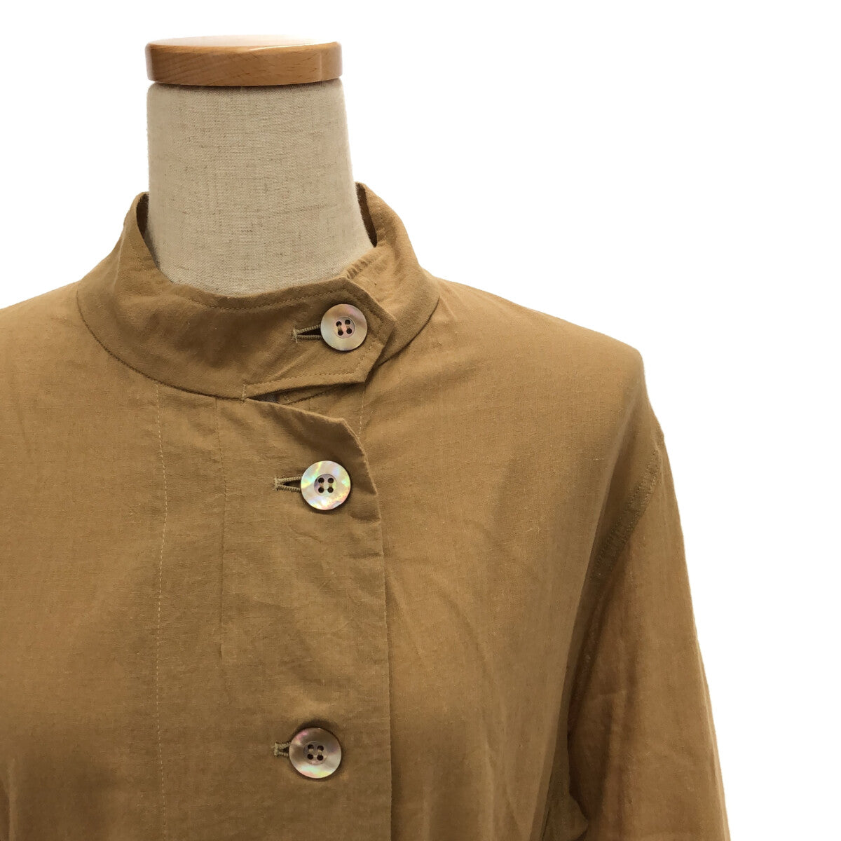 【新品】  NOWOS / ノーウォス | Long gown ベルト付き コットン ロングガウンコート | M | beige | レディース