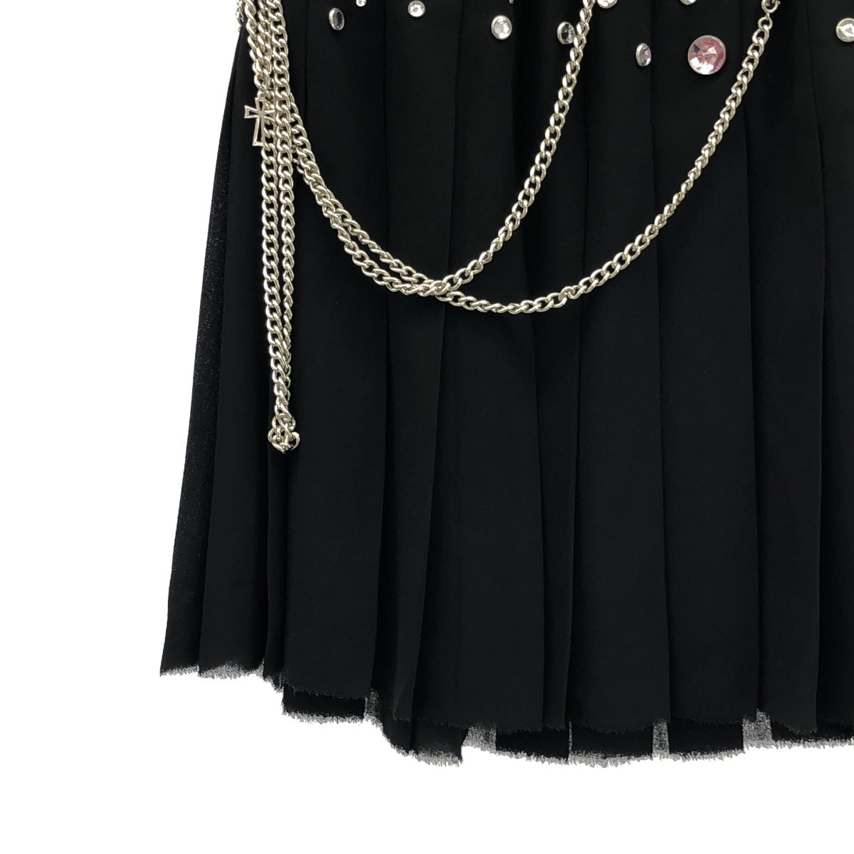 JUNYA WATANABE MAN PINK / 준야와타나베만 핑크 | 2003SS | 비쥬 체인 디자인 주름 미니 스커트 | S | 여성