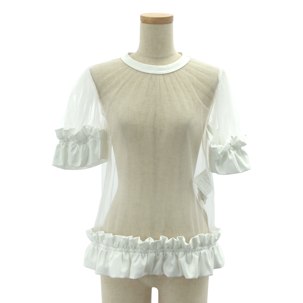 【美品】  noir kei ninomiya / ノワールケイニノミヤ | 2025SS | ナイロンチュール 綿ポンチ カットソー | S | ホワイト | レディース