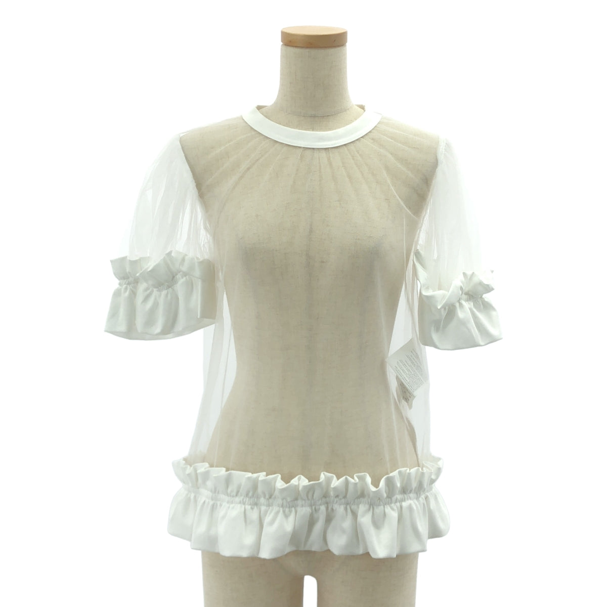 【美品】  noir kei ninomiya / ノワールケイニノミヤ | 2025SS | ナイロンチュール 綿ポンチ カットソー | S | ホワイト | レディース