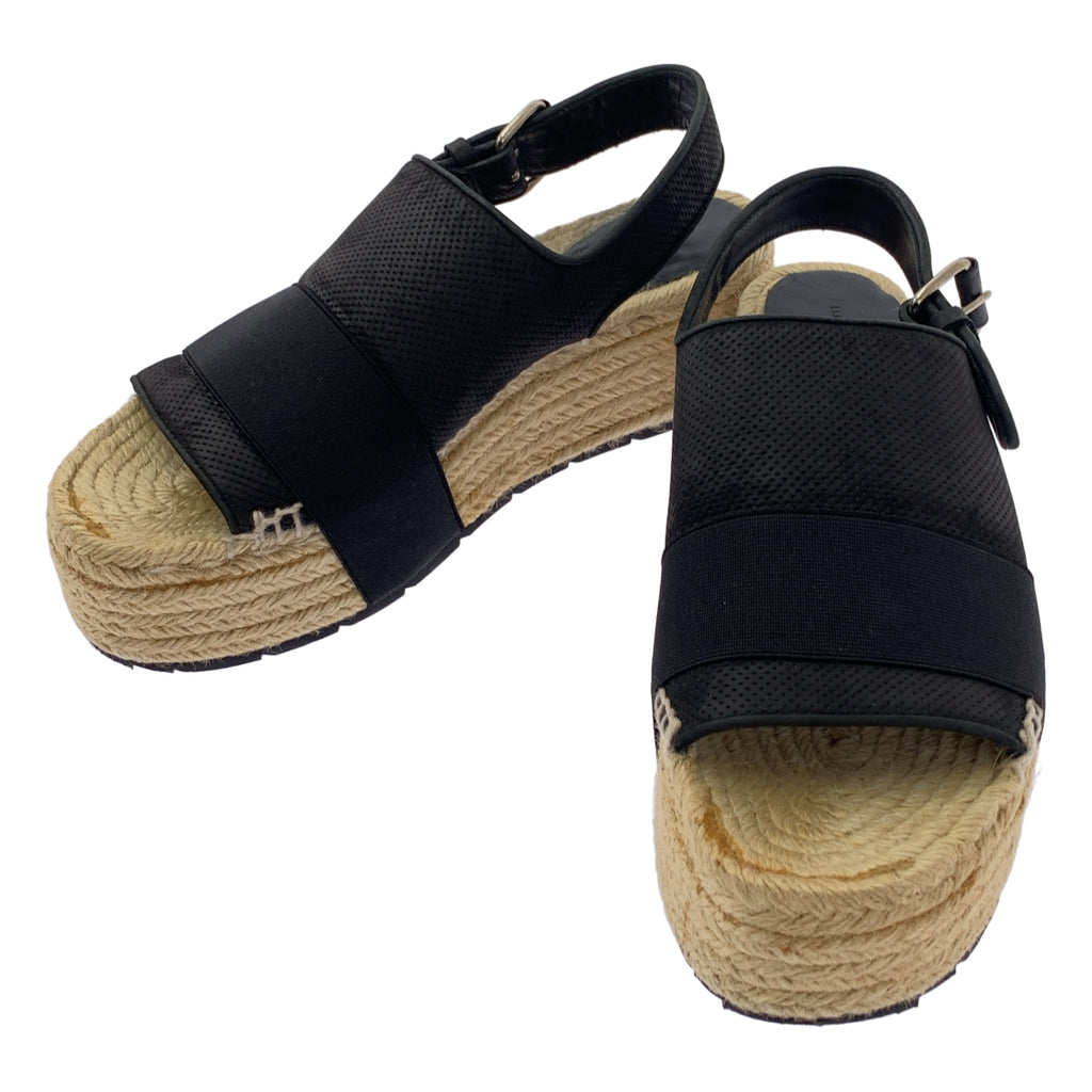 BALENCIAGA / バレンシアガ | レザー スリングバック エスパドリーユ ウェッジソールサンダル | 37 | レディース