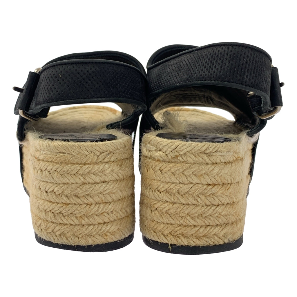 BALENCIAGA / バレンシアガ | レザー スリングバック エスパドリーユ ウェッジソールサンダル | 37 | レディース