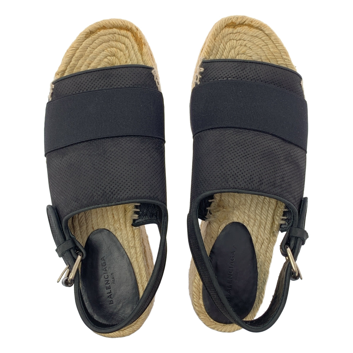 BALENCIAGA / バレンシアガ | レザー スリングバック エスパドリーユ ウェッジソールサンダル | 37 | レディース