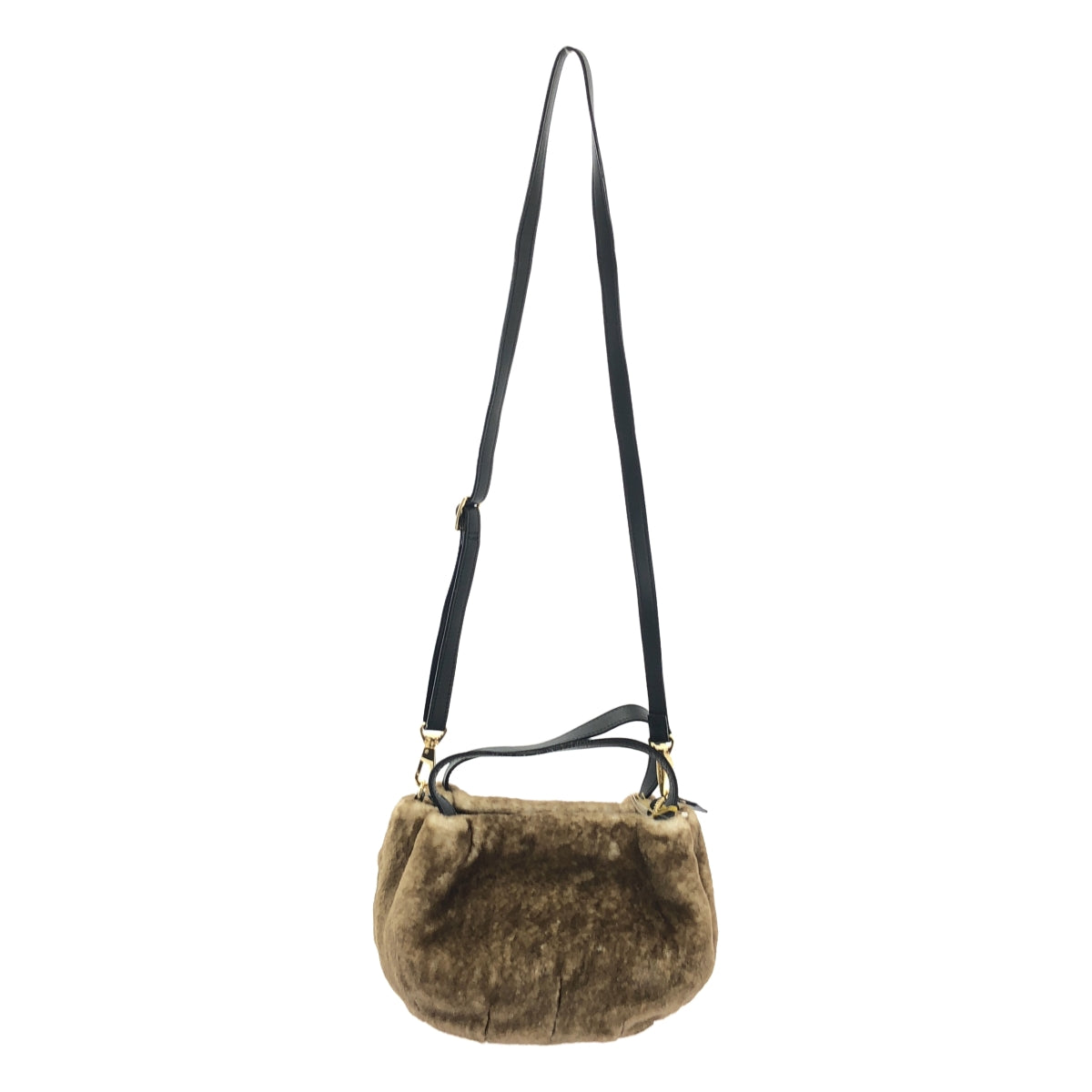 [狀況極佳] VIOLAd'ORO | 生態皮草兩手提/肩背包 | 棕色/黑色 | 女款