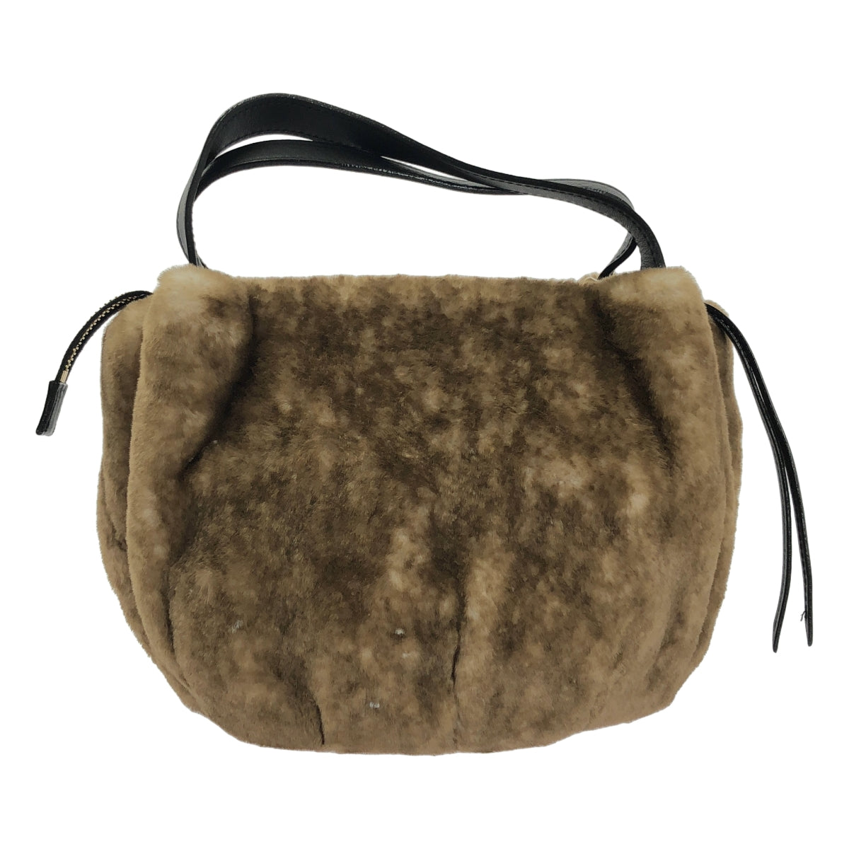 [狀況極佳] VIOLAd'ORO | 生態皮草兩手提/肩背包 | 棕色/黑色 | 女款