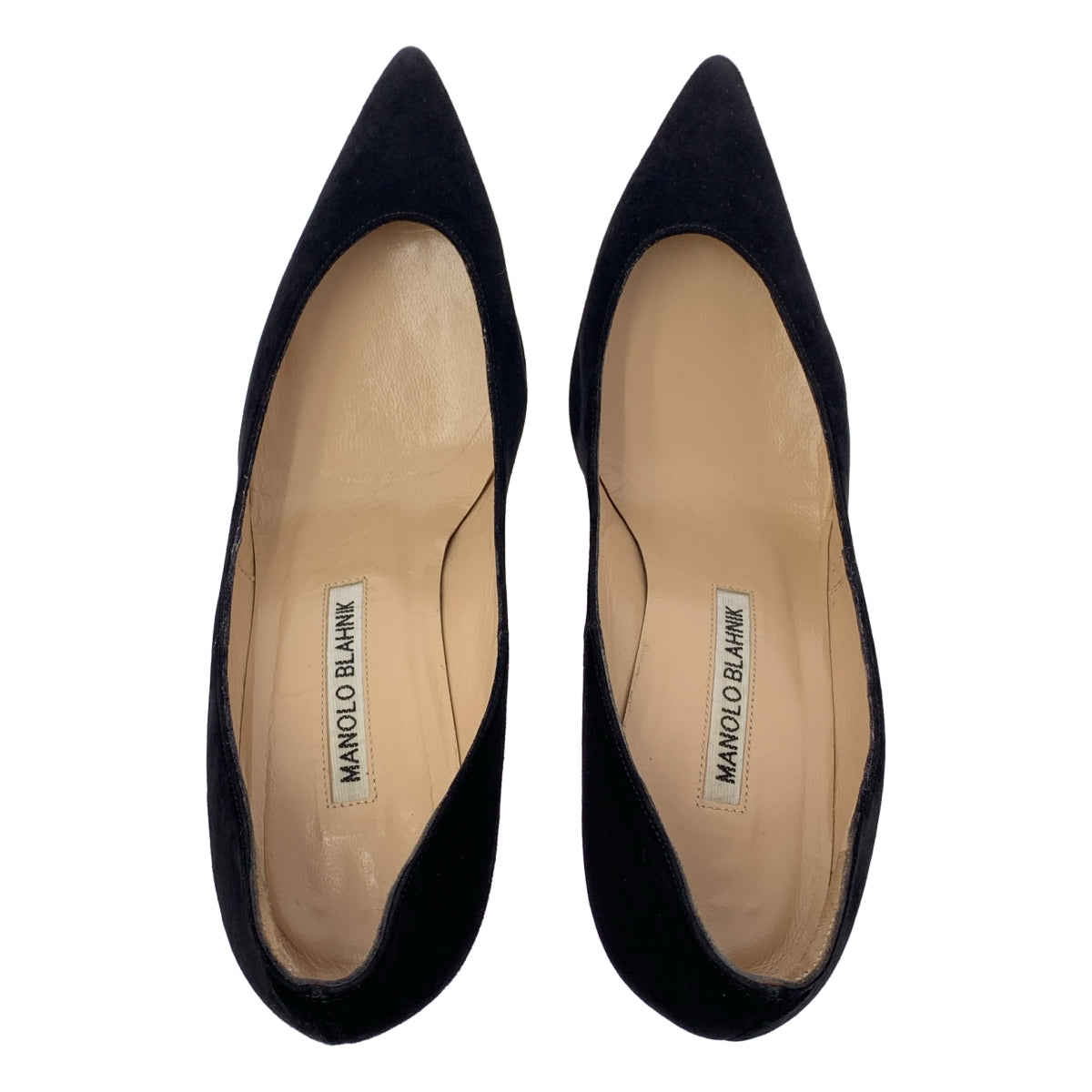 MANOLO BLAHNIK / 마노로 브라니크 | 스웨이드 가죽 포인티드 투 힐 펌프스 | 34 1/2 | 블랙 | 여성