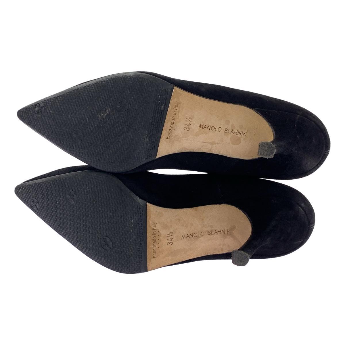 MANOLO BLAHNIK / 마노로 브라니크 | 스웨이드 가죽 포인티드 투 힐 펌프스 | 34 1/2 | 블랙 | 여성