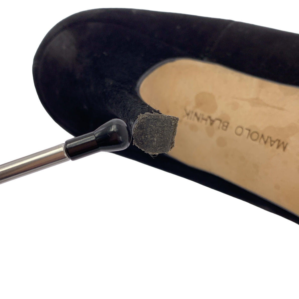 MANOLO BLAHNIK / マノロブラニク | スエードレザー ポインテッドトゥ ヒール パンプス | 34 1/2 | ブラック | レディース