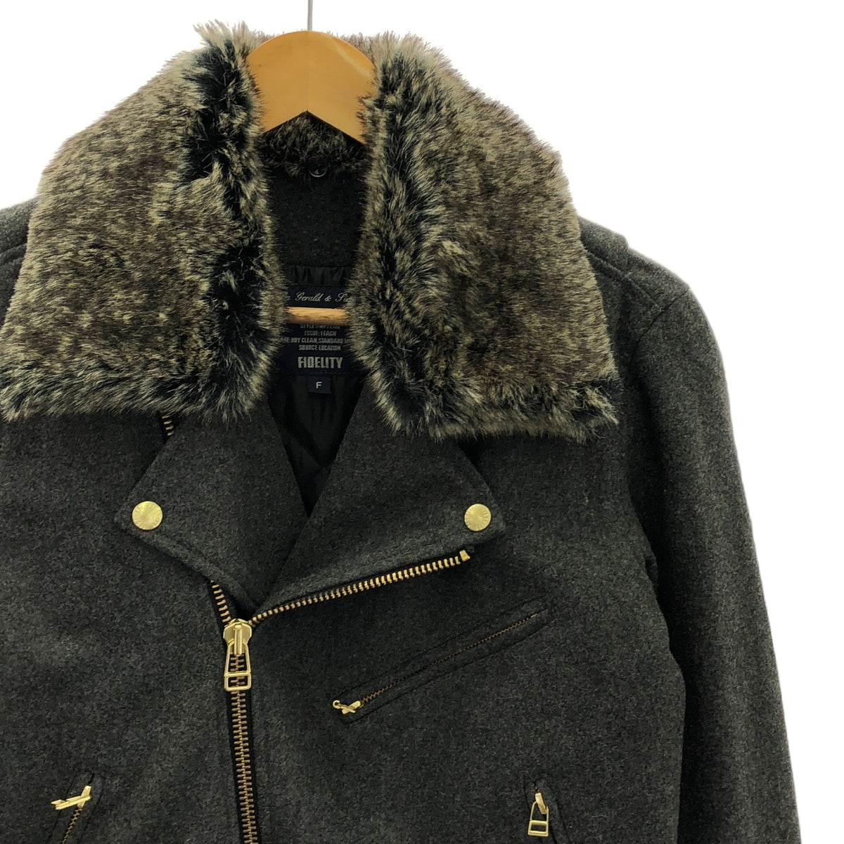 FIDELITY / 피델리티 | Thermore / 울 라이더스 재킷 / 착탈 가능 퍼 포함 / 퀼팅 총 안감 | F | 회색 | 여성