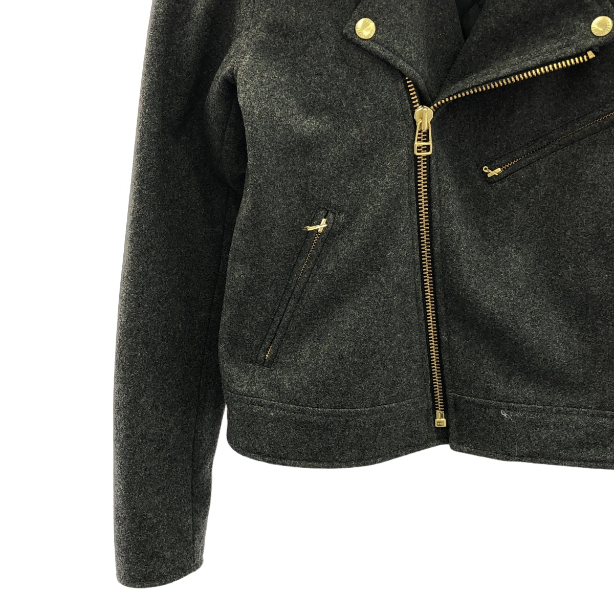 FIDELITY / 피델리티 | Thermore / 울 라이더스 재킷 / 착탈 가능 퍼 포함 / 퀼팅 총 안감 | F | 회색 | 여성