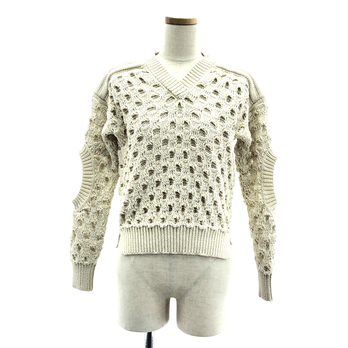 【미품】 STELLA McCARTNEY / 스텔라 맥카트니 | V 넥 로우 게이지 코튼 니트 | 36 | 아이보리 | 여성