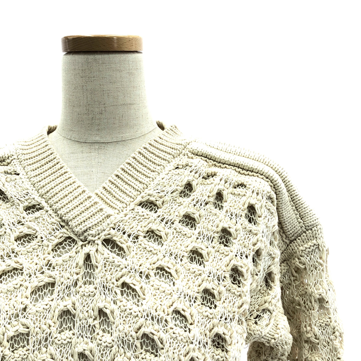 【미품】 STELLA McCARTNEY / 스텔라 맥카트니 | V 넥 로우 게이지 코튼 니트 | 36 | 아이보리 | 여성