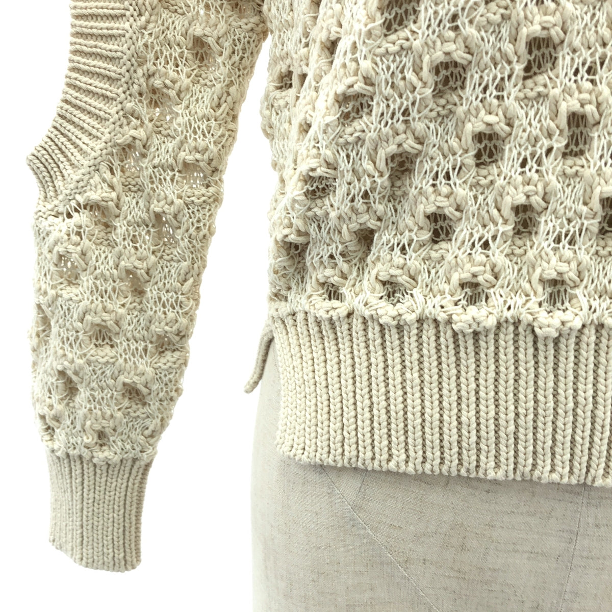 【미품】 STELLA McCARTNEY / 스텔라 맥카트니 | V 넥 로우 게이지 코튼 니트 | 36 | 아이보리 | 여성