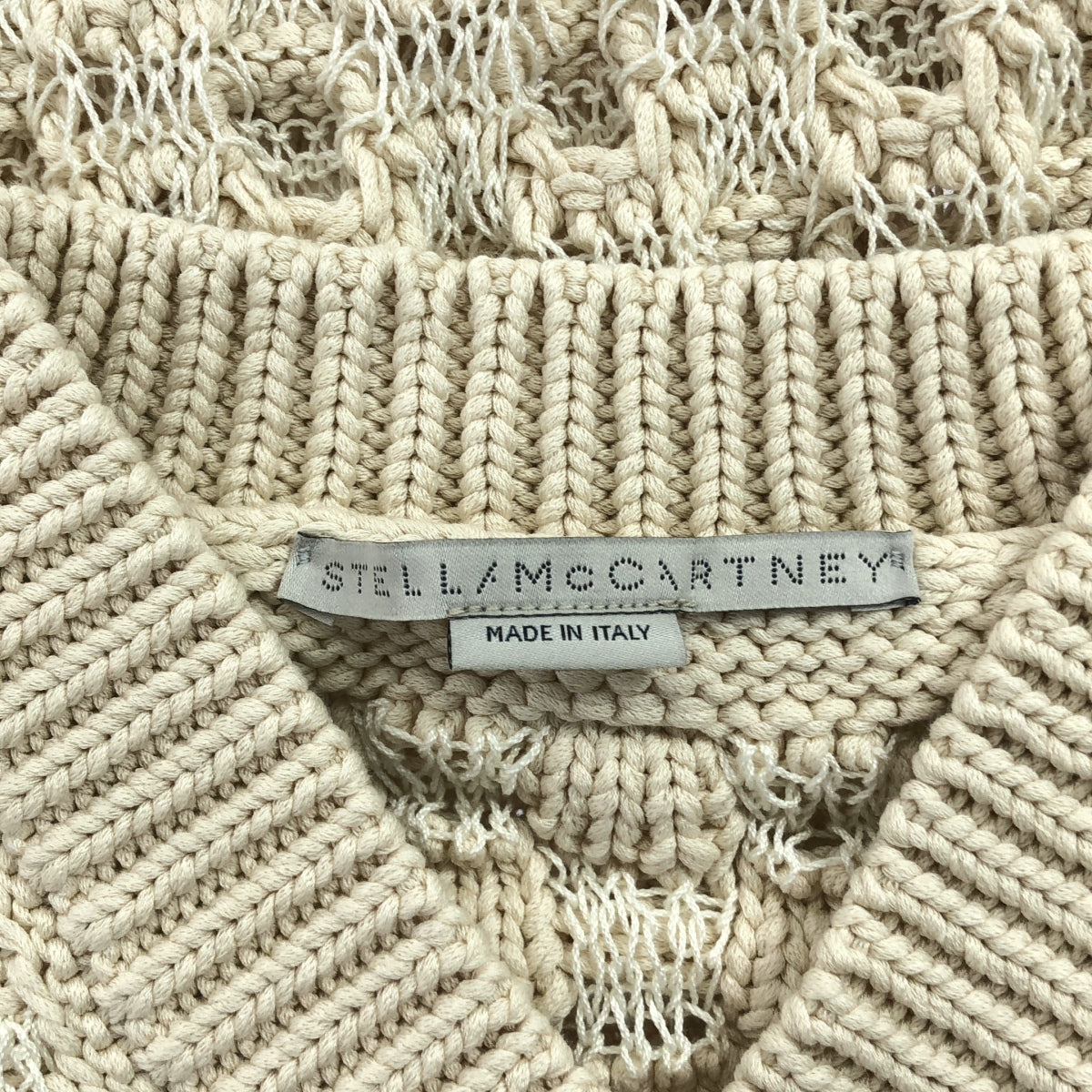 【미품】 STELLA McCARTNEY / 스텔라 맥카트니 | V 넥 로우 게이지 코튼 니트 | 36 | 아이보리 | 여성