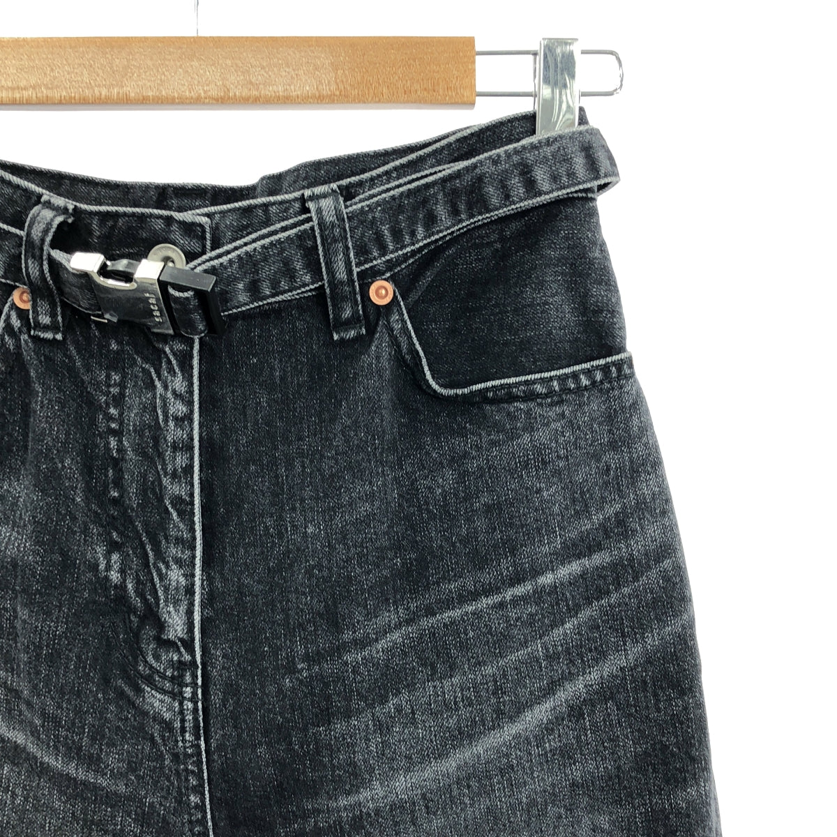 sacai / 사카이 | 2023SS | Boot Cut Denim Pants 부츠 컷 데님 팬츠 | 0 | 블랙 | 여성